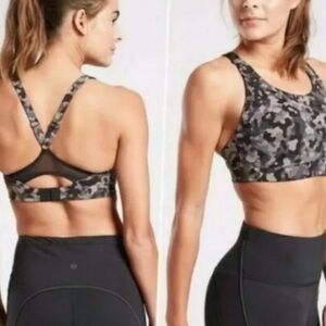 Athleta Camo Molded Cup Racerback Mesh Panel Size 32B